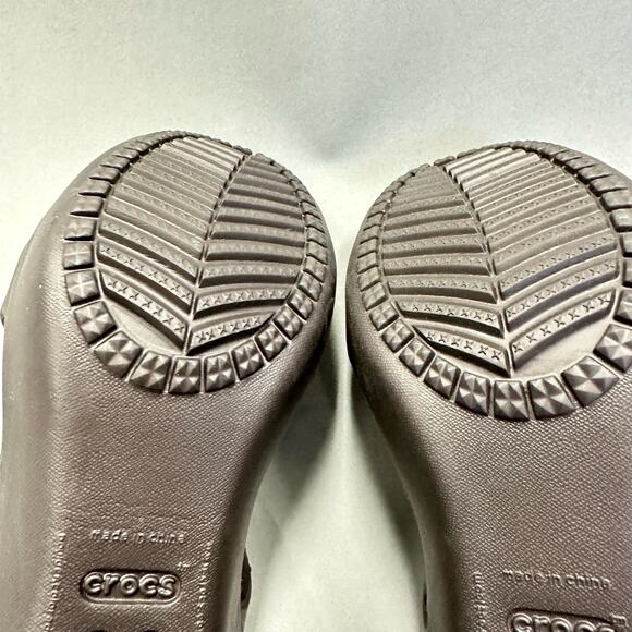 CROCS Cyprus IV Heel Brown Mushroom Brown Sandals Rubber Jelly Womens Size 10 - Picture 11 of 14